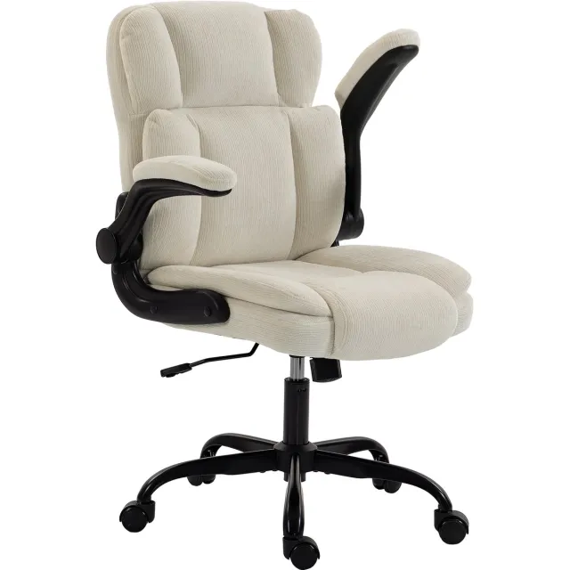 Homcom bureaustoel - Staal, chenille (100% polyester) - 70 x 67 x 108 cm - Beige