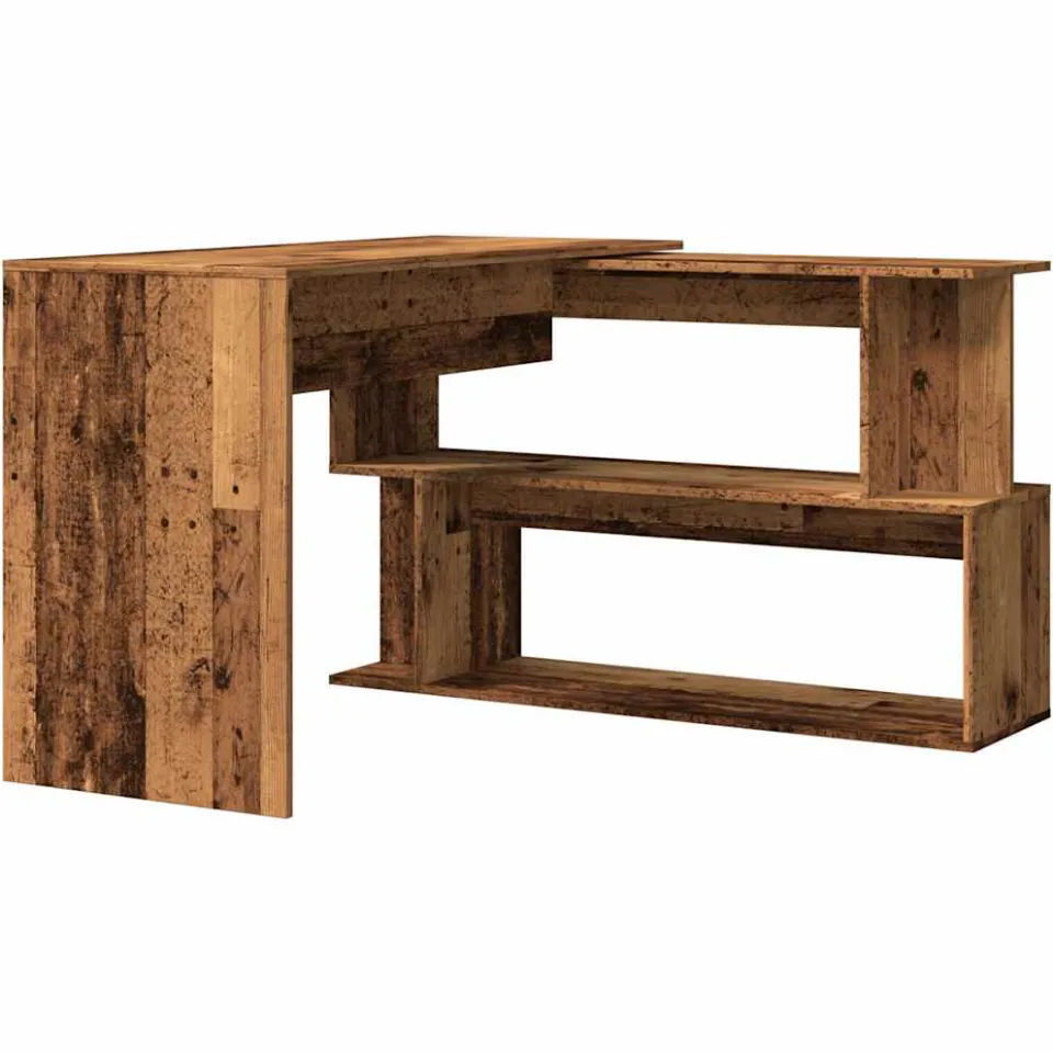 vidaXL Hoekbureau 200,5x50x76 cm bewerkt hout oud houtkleurig bruin, foto 3