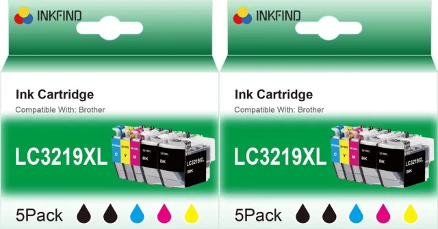 INKFIND 3219XL inktcartridge voor Brother LC3219XL LC3219 LC3217 LC-3217 inktcartridge multipack 10 stuks (2*5 pack=Zwart x 4, Cyaan x 2, Magenta x 2, Geel x 2)
