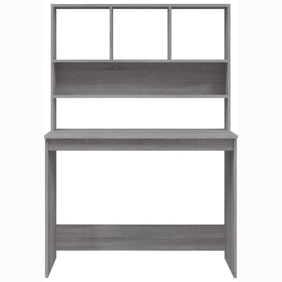 vidaXL Bureau met schappen 102x45x148 cm bewerkt hout grijs sonoma, foto 4