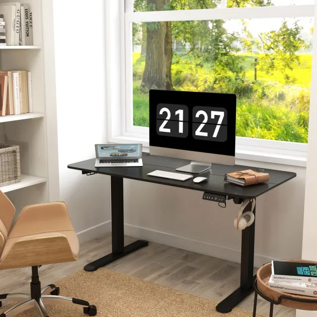 MODFU Zit-Sta Bureau - Elektrisch Hoogteverstelbaar - Geheugenfunctie En Beveiliging - Multiplex - Zwart - 140 X 70 X 72-116 Cm