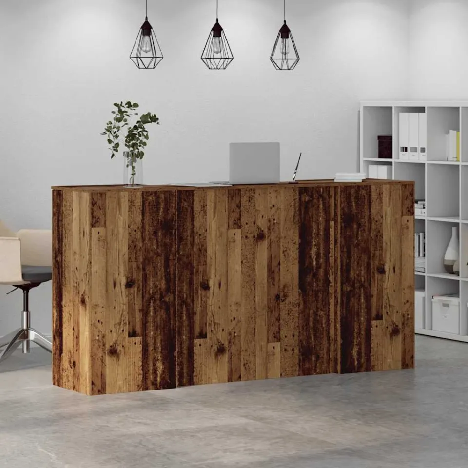 vidaXL Receptiebalie 200x50x103,5 cm bewerkt hout oud houtkleurig bruin, foto 4