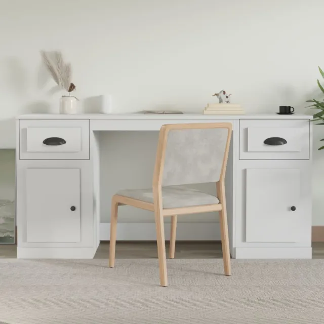 vidaXL Bureau met kast bewerkt hout wit, foto 2