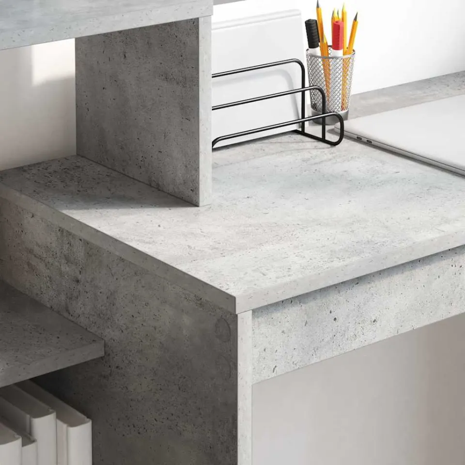 vidaXL Bureau Beton Grijs 100 x 40 x 90 cm Bewerkt hout, foto 4