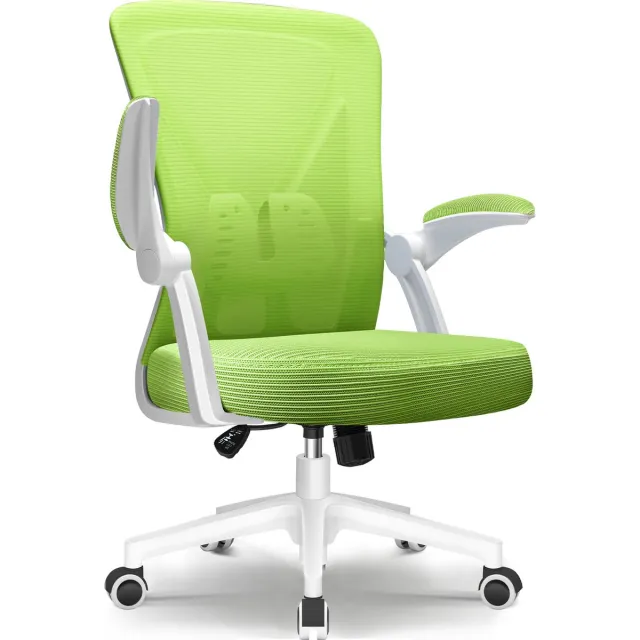 Elekiatech Ergonomische Bureaustoel - Bureaustoel - Opklapbare Armleuningen - Bureaustoelen voor Volwassenen - 150 Kg - Groen-wit