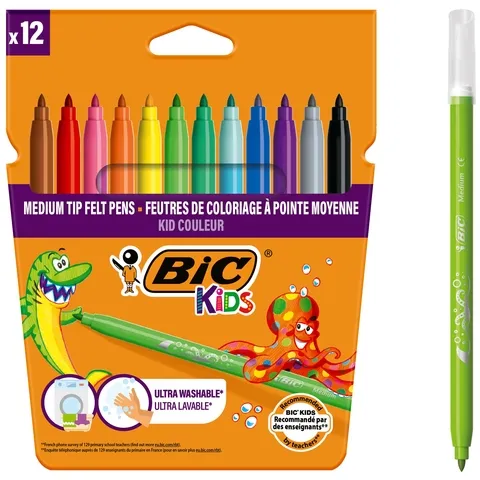 Bickids Kleurstiften BicKids kid couleur medium assorti etui à 12 stuks