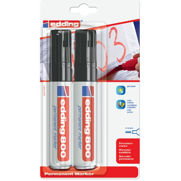 Edding Viltstift edding 800 schuin 4-12mm zwart blister à 2 stuks