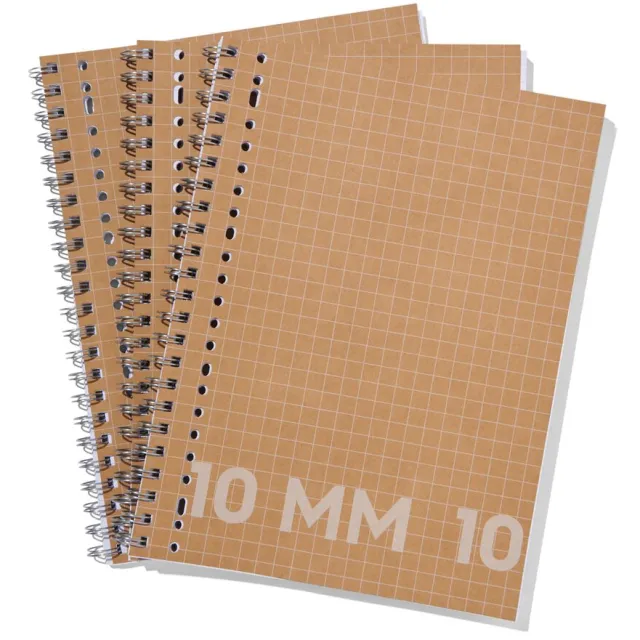 HEMA Collegeblokken kraft A4 geruit 10mm - 3 stuks (bruin)