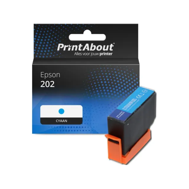 PrintAbout huismerk Inktcartridge 202 (13T02F24010) Cyaan Geschikt voor Epson