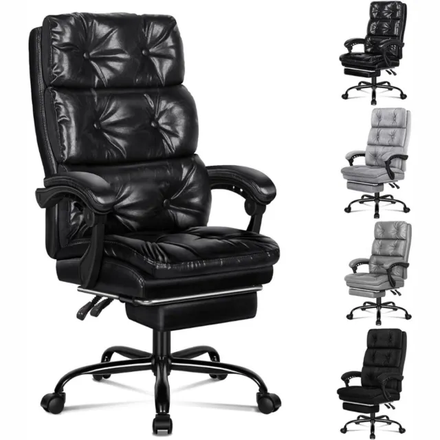 Thuys Bureaustoel Palmer Series – Computer Office Chair – Met Voetensteun – PU Leder – Zwart Glanzend