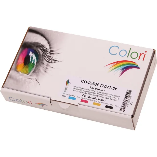 Colori Set 5x Colori huismerk cartridge geschikt voor Epson WorkForce Pro WP-4000 WP-4015DN WP-4025DW WP-4095DN Workforce WP-4500 WP-4515DN WP-4520 WP-4525DNF Set 5 stuks