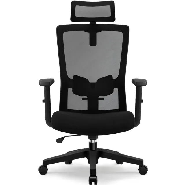 Fukstern bureaustoel-ergonomische bureaustoel voor volwassenen-3D hoofdsteun-Max. kanteling 135° – Zwart