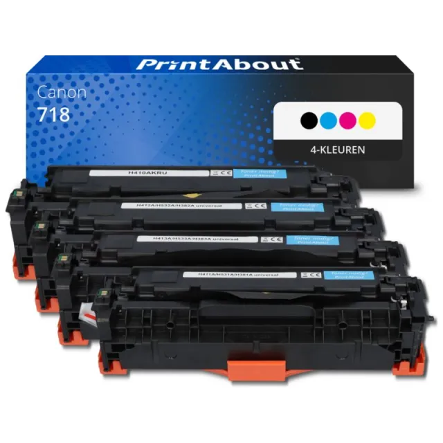 PrintAbout huismerk Toner 718 4-kleuren Multipack Geschikt voor Canon
