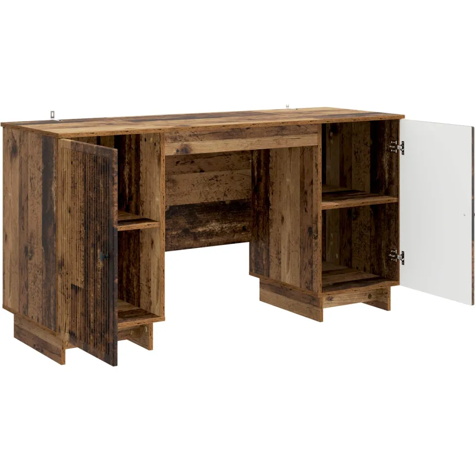 vidaXL Bureau Oud hout Bewerkt hout 142,5 x 50 x 75 cm bruin, foto 3