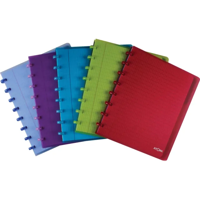 Atoma Trendy schrift, ft A5+, 120 bladzijden, commercieel geruit, met 6 tabbladen, in geassorteerde kleur blauw