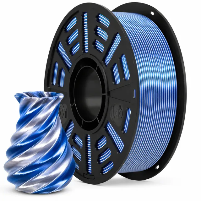 Cailab PLA Silk+ Blauw & Zilver – Tweekleurig Zijdeglans Filament – 1.75 mm – 1 KG – Metallic Effect – Hoge Printkwaliteit – Morgen in Huis