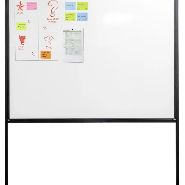 Smit Visual whiteboard, emaille, magnetisch, verrijdbaar, 150 x 120 cm zwart