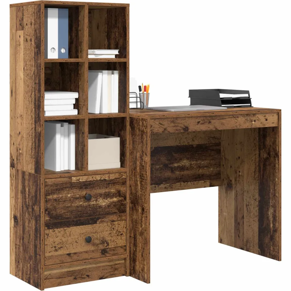 vidaXL Bureau Oudhout 125,5 x 50 x 127 cm 2 st Bruin