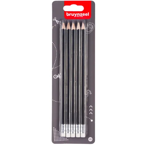 Bruynzeel Potlood Bruynzeel Teens HB met gum 5 stuks