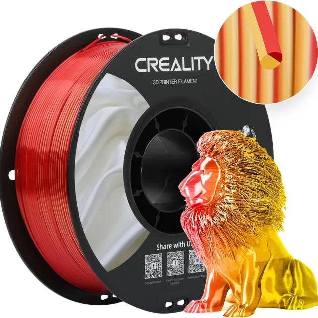 Creality CR Silk PLA Filament - Goudrood- 1,75 mm - 1 kg - 3D Printer Filament - glanzend en glad, glanzend zijde-PLA-filament - filament 3d printer -Voor de meeste 3D-printers Creality Ender K1, K1C, K2 Plus