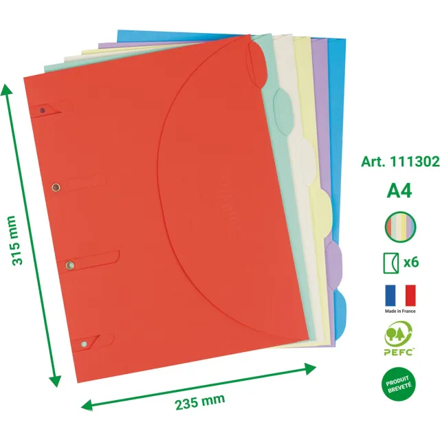Tarifold collection Tarifold smartfolder, geperforeerde showtas, geassorteerde kleuren, pak van 6 stuks
