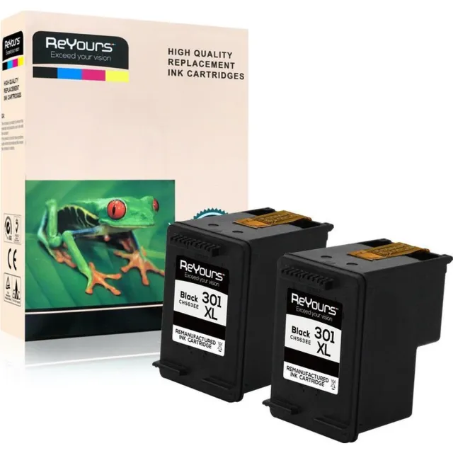 Reyours Remanufactured Inktcartridge compatible HP 301XL - HP 301 XL - CH563EE Zwart 2pack- met chip - inktniveau weergeven