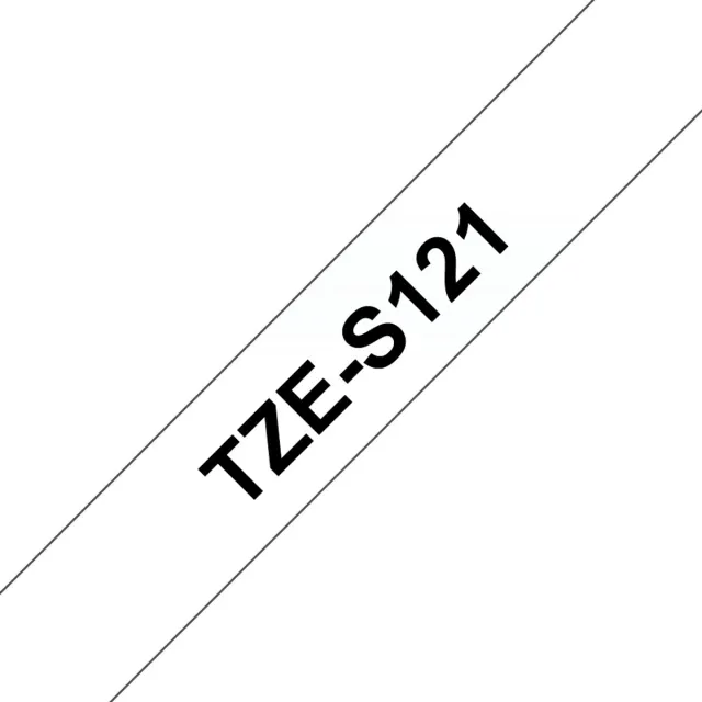 Brother TZ-S121 9mm - black on transparant - extra sticky (8m) Black on Clear