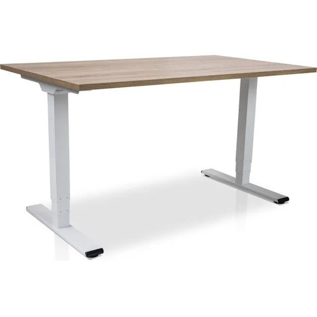 Multi Ratio Zit-sta bureau elektrisch verstelbaar - MRC COMFORT NEN-EN 527 | 120 x 80 cm | frame wit - blad midden eiken Wit frame