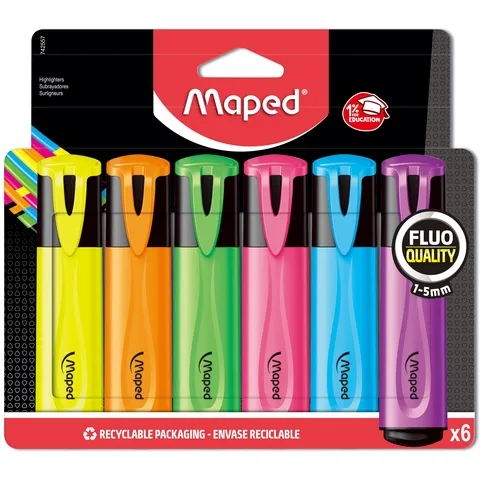 Maped Markeerstift Maped set à 6 standaard kleuren