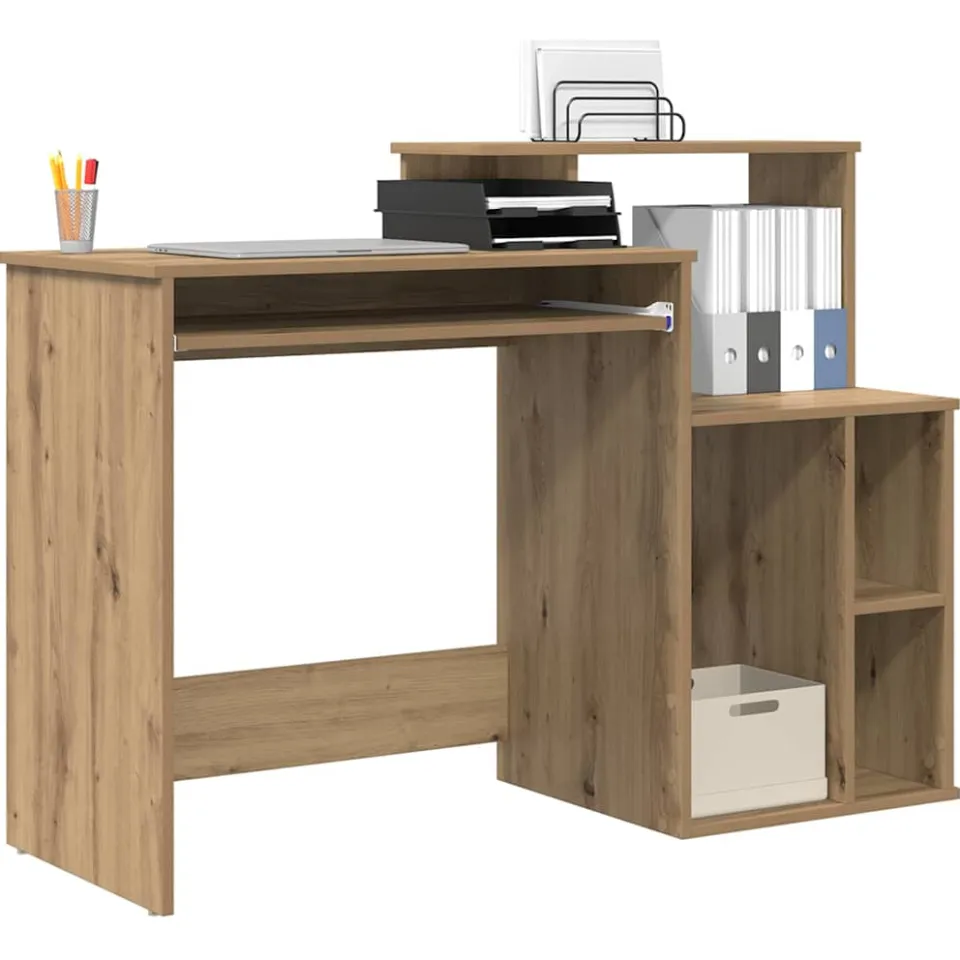 vidaXL Bureau Artisan Eiken 120,5 x 44 x 88,5 cm Bewerkt hout, foto 3