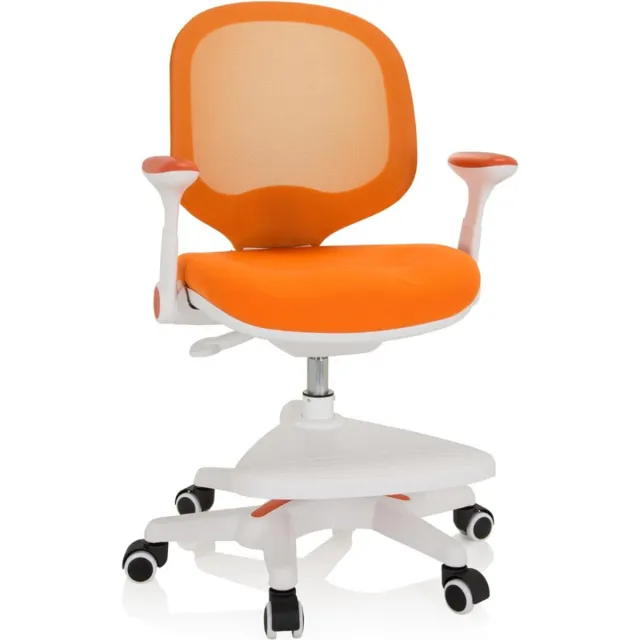 hjh office Ergonomische Kinder Bureaustoel Met Mesh En Stoffen Bekleding Verstelbare Hoge Stoel Oranje
