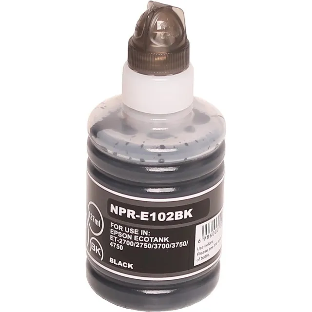 ABC huismerk navulflesje voor Epson 102 zwart geschikt voor EcoTank ET2700 ET2750 ET2751 ET2756 ET3700 ET3750 ET4750
