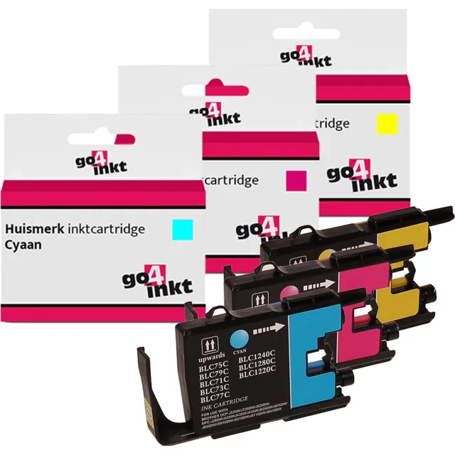 Go4inkt compatible met Brother LC-1280XL c/m/y inkt cartridge cyaan, magenta, yellow