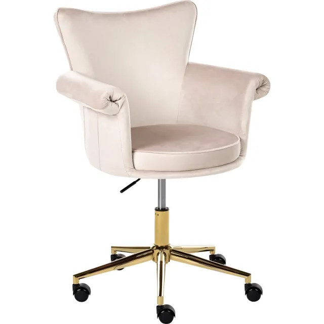 Beliani VELENCIA - Bureaustoel - Beige - Fluweel