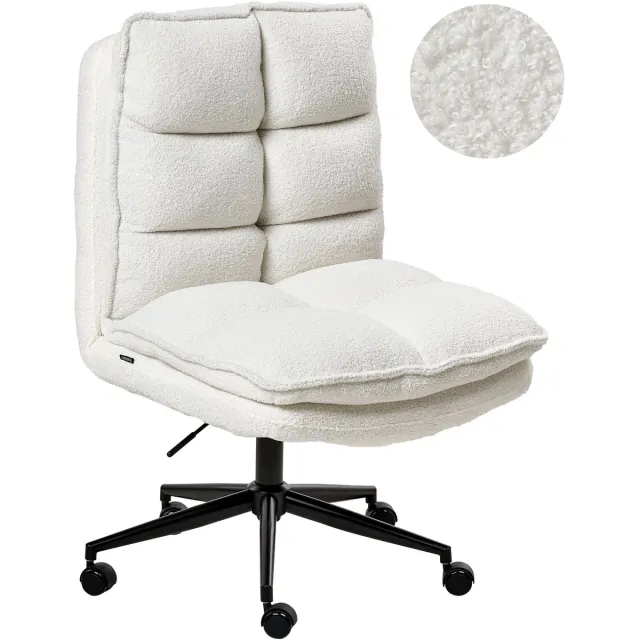 Beliani ADDISON - Bureaustoel - Wit - Bouclé