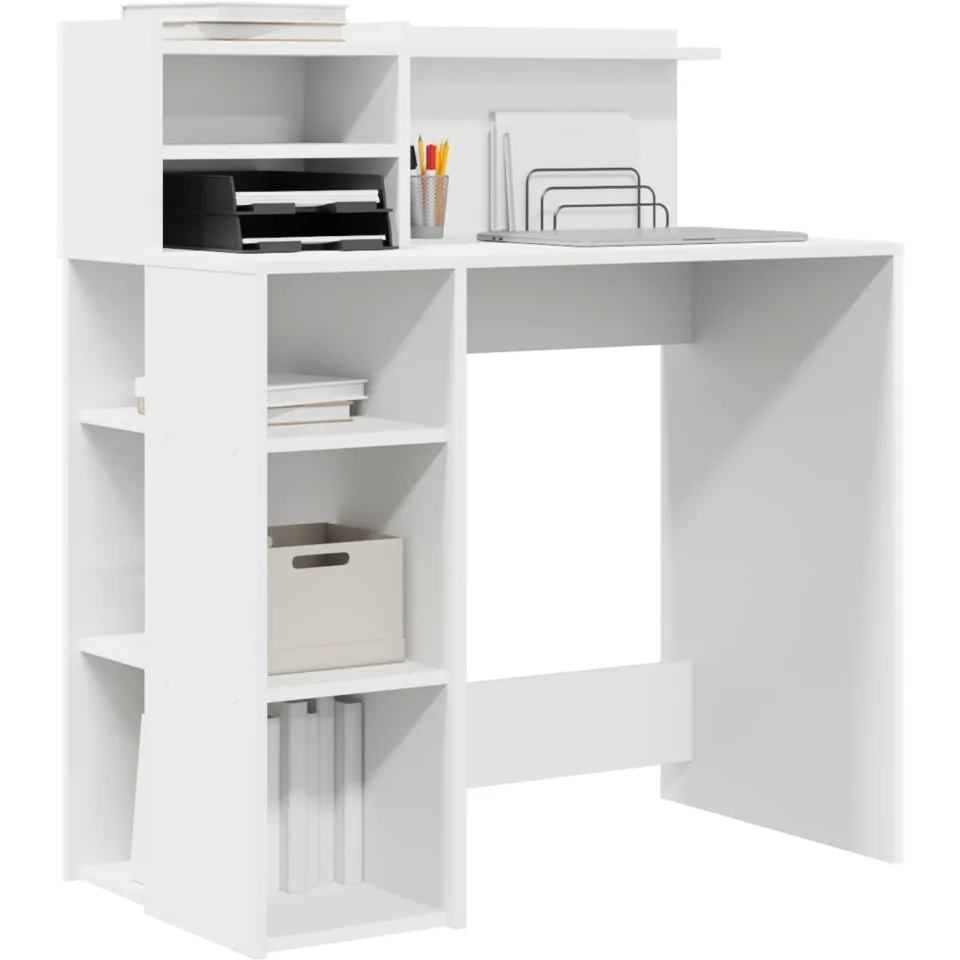 vidaXL Bureau Wit 90 x 48 x 101,5 cm Bewerkt hout