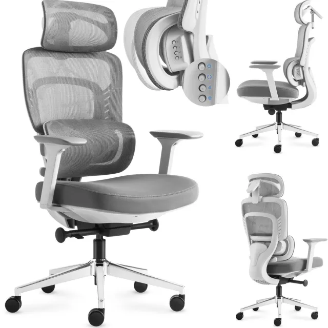 Mark Adler Visioner 6.1 - bureaustoel met lendenmassage - ergonomisch - mesh-stof - zwart Grijs