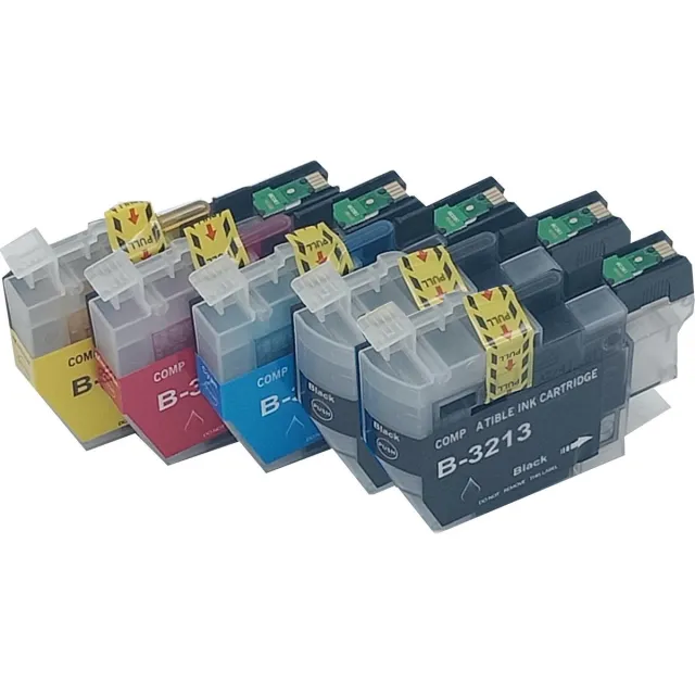 KATRIZ huismerk inkt voor|Brother 2x LC3213XL zwart+ LC3213XL Cyaan + LC3213XL Magenta +LC3213XL Yellow | (5stuks) - Met chip Zwart, Cyaan, Magenta, Geel