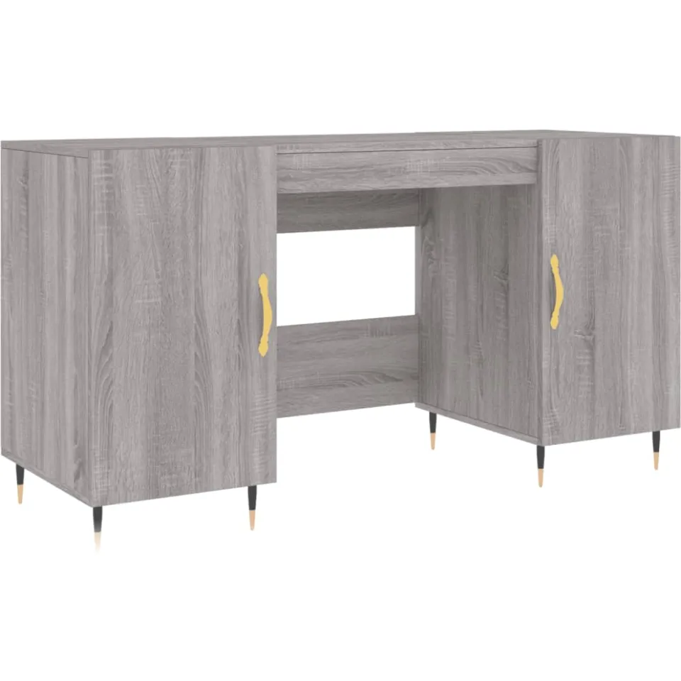 vidaXL Bureau 140x50x75 cm bewerkt hout grijs sonoma eikenkleurig, foto 3