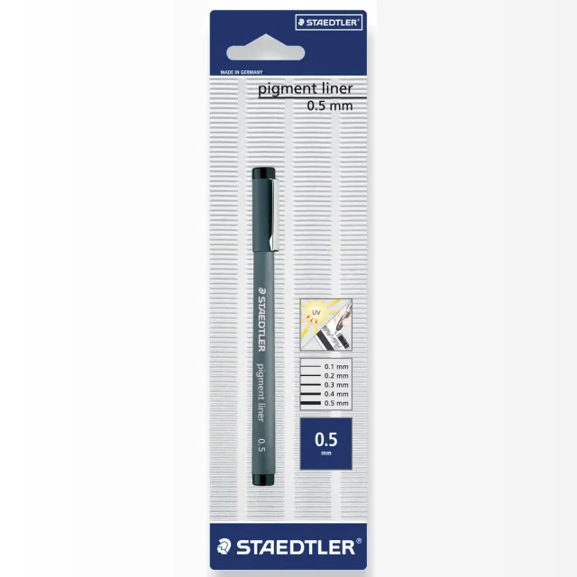 Staedtler pigment liner fineliner, ronde punt, schrijfbreedte 0,5 mm, op blister, zwart