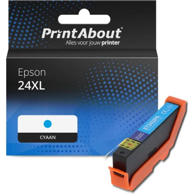 PrintAbout Huismerk Epson 24XL (C13T24324012) Inktcartridge Cyaan Hoge capaciteit