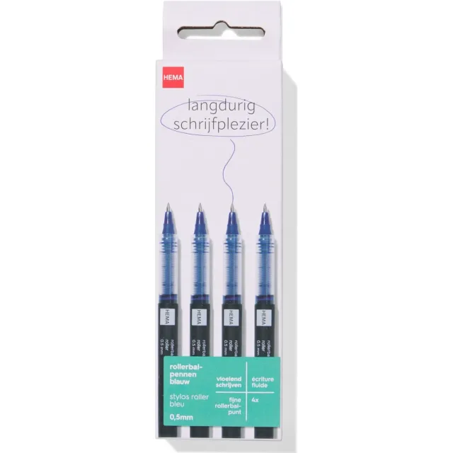 HEMA Rollerbalpennen 0.5mm blauwschrijvend - 4 stuks