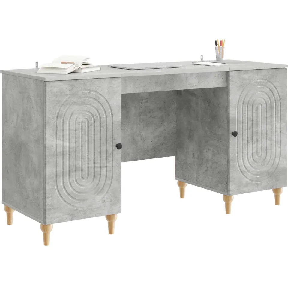 vidaXL Bureau Betongrijs 142,5 x 50 x 75 cm Bewerkt hout
