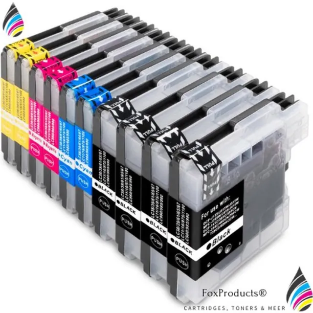 FoxProducts LC1100 LC980 LC985 - 10stuks inktcartridge Geschikt voor Brother DCP-185 C - DCP-385 C - DCP-395 CN - DCP535 CN - DCP585 CW - DCP-6690 CW - DCP-J615 lc 980 - lc 985 - lc 1100 Cyan, Magenta, Yellow, Black