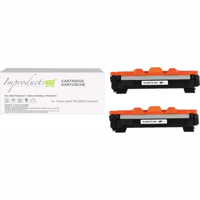 Improducts Toner - Alternatief Brother TN1050 / TN-1050 zwart XL Zwart 2x new chip