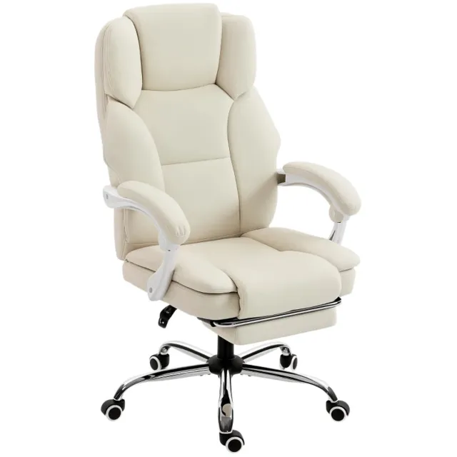 ZYLARO Ergonomische Bureaustoel met Voetensteun - In Hoogte Verstelbaar - Max. kanteling 155° - 360° Draaibaar - Kantoorstoel - Gamestoel - Volwassenen Stoel - Directiestoel - Computerstoel - Beige Beige + Wit + Zwart + Zilvertint