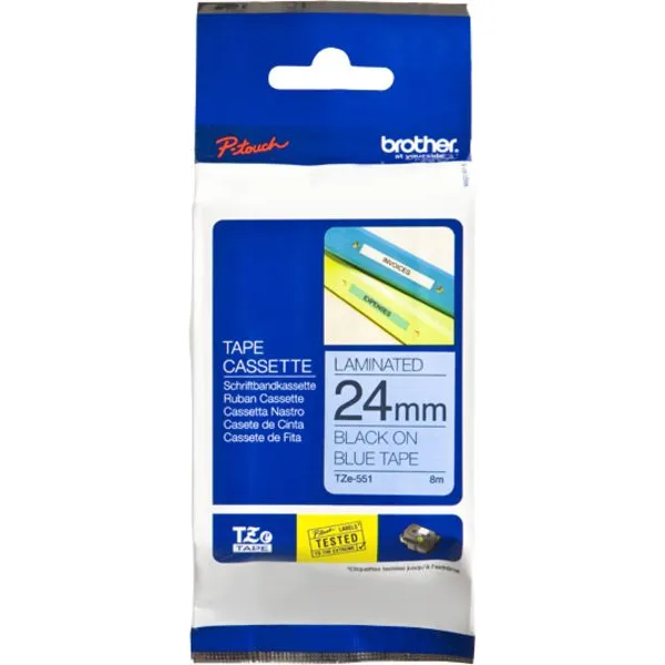 Brother TZe-551 Tape Zwart op blauw (24 mm)