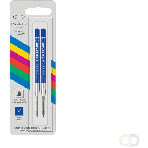 Parker Balpenvulling Parker Economic medium blauw blister ?? 2 stuks