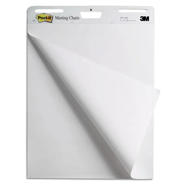 Post-it meeting chart, ft 63,5 x 76,2 cm, gerecycleerd, blok van 30 vel, pak van 2 stuks wit