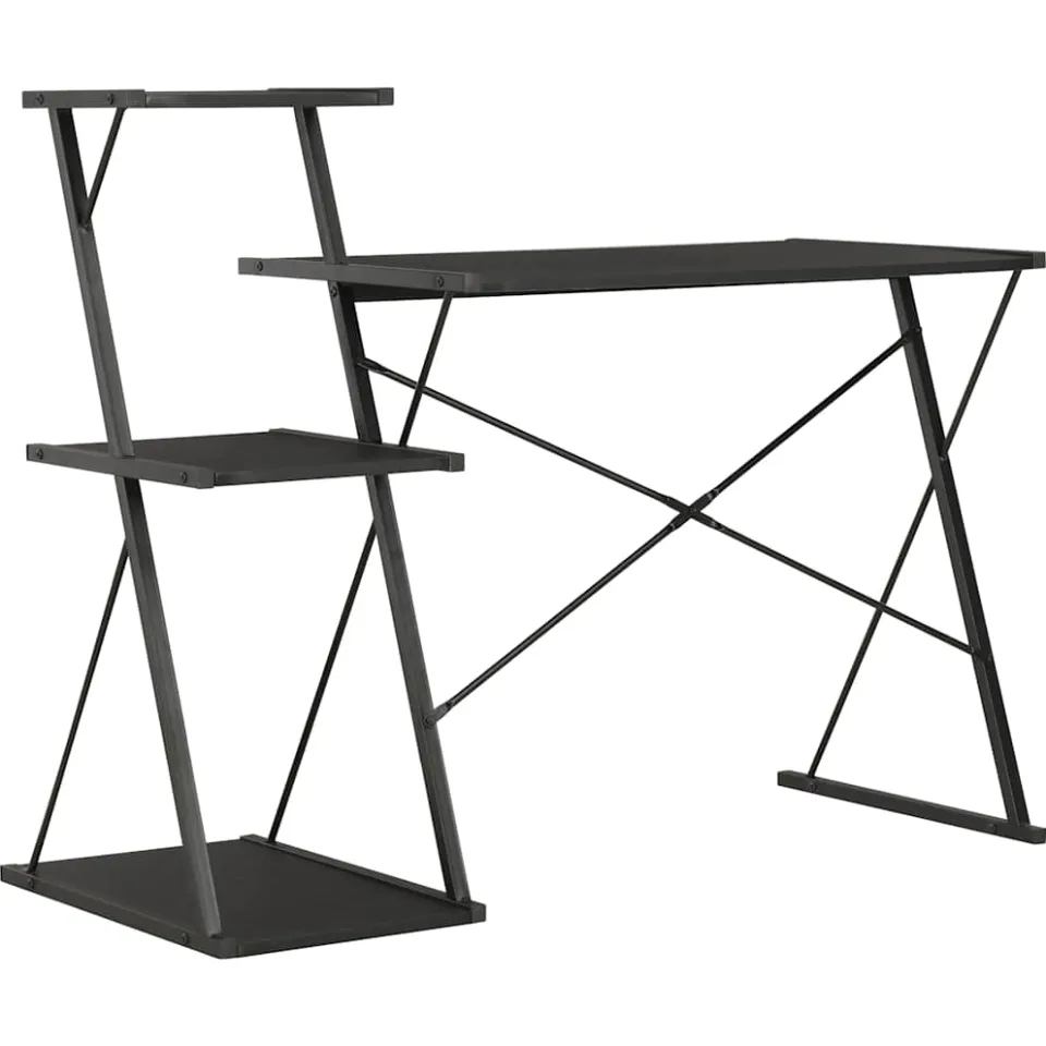 vidaXL Bureau met schap 116x50x93 cm zwart, foto 3